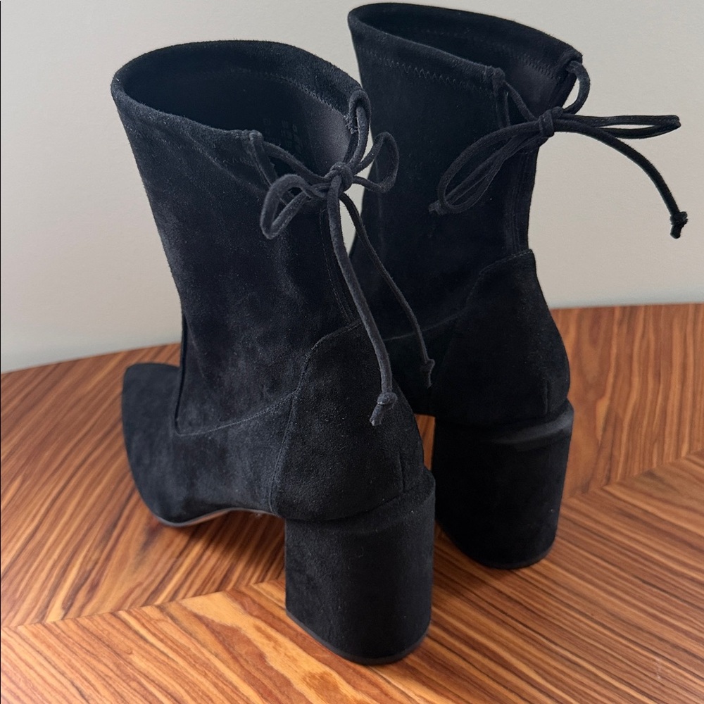 NWT Stuart Weitzman Avenue 85 City Block Booties Suede Size 11.5 Black - Picture 8 of 15